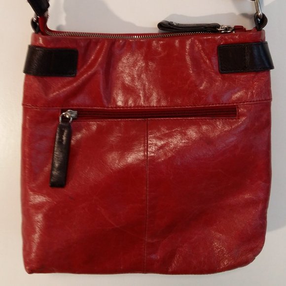 DANIER LEATHER red bag with brown buckles. Great condition! - Picture 3 of 5